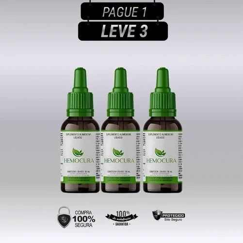 Hemocura 30ml Original -  - Kits Com 3 e 5 Frascos - Frete Grátis