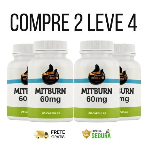 MITBURN 60mg 60 Cápsulas - Kits com 2 e 4 Frascos - Frete grátis