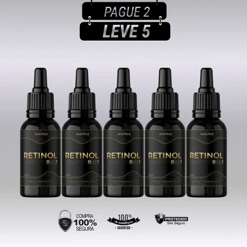 Retinol 8 em 1 30ml Original – Kits com 3 e 5 Frascos - Frete Grátis